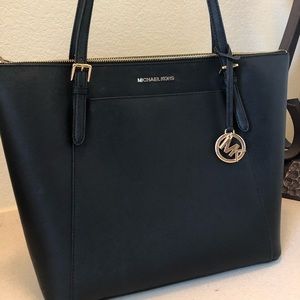 Black leather Michael Kors tote bag